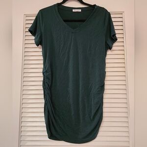 Bearsland - (Maternity) Green Short-Sleeve Ruched Side Detail Tunic Top
